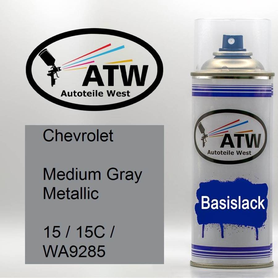 Chevrolet, Medium Gray Metallic, 15 / 15C / WA9285: 400ml Sprühdose, von ATW Autoteile West.